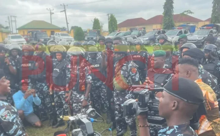 Osun poll: Police conduct route march as INEC distributes materials